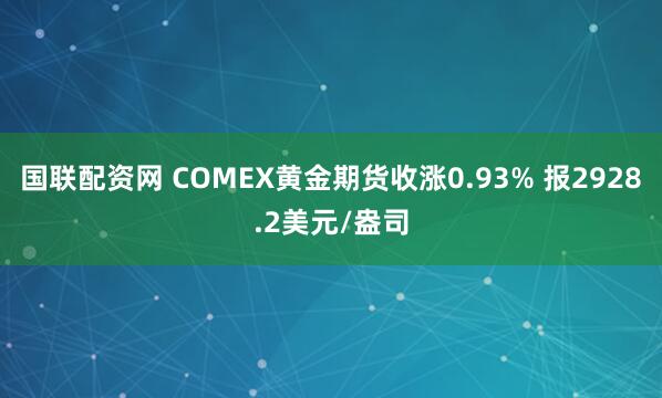 国联配资网 COMEX黄金期货收涨0.93% 报2928.2美元/盎司